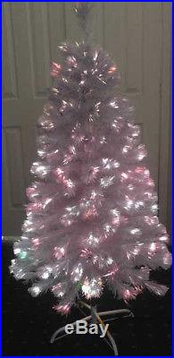 6ft White Artificial Christmas Tree Fiber Optic Tree Prelit Christmas Tree