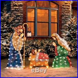 6pc Pre Lit Shimmering Nativity Scene Holy Family Display Christmas Lawn Decor