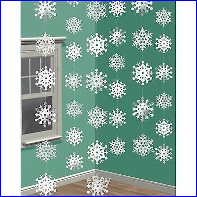 6x 7ft Shimmer Snowflakes Frozen Christmas Party String Hanging Decorations
