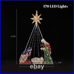 70.8-In Freestanding Nativity Yard Decoration with White LED Lights
