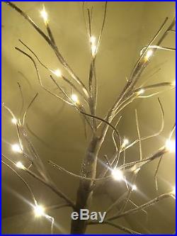 70cm Snowy Glitter Twig Tree/Pre-lit/24 LED White Christmas Lights/Decoration