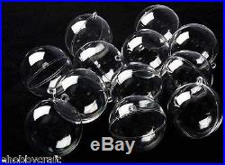70mm CLEAR PLASTIC FILLABLE BALL ORNAMENTS-GREAT FOR KID/CRAFT PROJECTS! -12 PACK