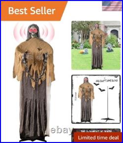 72.8 Life-Size Animated Skeleton Witch Spooky Sound & Light Halloween Decor