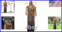 72.8 Life-Size Animated Skeleton Witch Spooky Sound & Light Halloween Decor