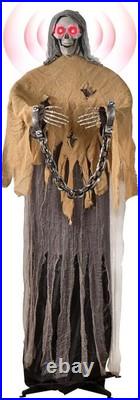 72.8 Life-Size Animated Skeleton Witch Spooky Sound & Light Halloween Decor