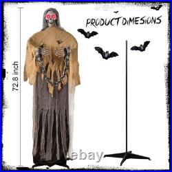 72.8 Life-Size Animated Skeleton Witch Spooky Sound & Light Halloween Decor