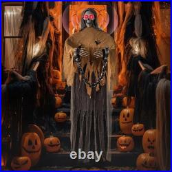 72.8 Life-Size Animated Skeleton Witch Spooky Sound & Light Halloween Decor