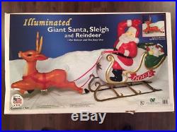 72 Giant Santa With Sleigh Reindeer Christmas Blow Mold Outdoor Yard Decoration