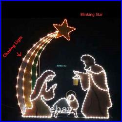 72 Lighted Outdoor Nativity 408 Led Lights With Motion Effects & Flashing Star