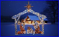72 Pre-lit Nativity Scene Clear Lights Outdoor Christmas Holiday Yard Decor