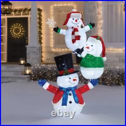 72 Snowman Family Christmas Pre-Lit Pop-Up Stacked Twinkling Effect