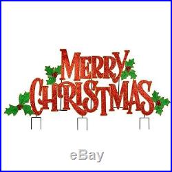 72 Staked Merry Christmas Sign Display Metal Yard Art Outdoor Holiday Decor