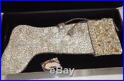 $750 NEW JAY STRONGWATER Floral Field Golden White Velvet Stocking Christmas