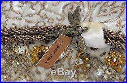 $750 NEW JAY STRONGWATER Floral Field Golden White Velvet Stocking Christmas