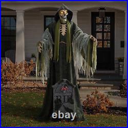 76 Graveyard Reaper Halloween Decor Motion Activated Lights Sounds Animation