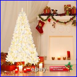 7FT Artificial Holiday Christmas Tree with LED Lights/Pre-Lit/Snowy Decor