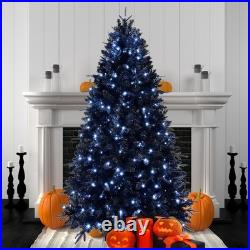 7FT Black Christmas Tree Prelit Artificial Halloween Tree Holiday Décor&450light