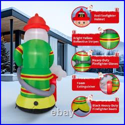 7FT Christmas Inflatables Firefighter Santa 2025 NEW LED Outdoor Decoration