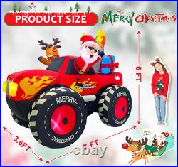 7FT Christmas Inflatables Santa Monster Truck 2025 NEW LED Outdoor Decoration