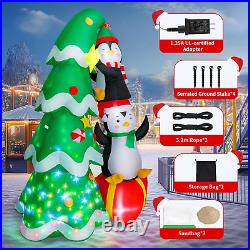 7FT Inflatable Christmas Tree Outdoor Decorations Blow up Penguins & Gift Box