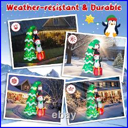7FT Inflatable Christmas Tree Outdoor Decorations Blow up Penguins & Gift Box