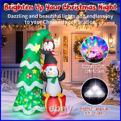 7FT Inflatable Christmas Tree Outdoor Decorations Blow up Penguins & Gift Box