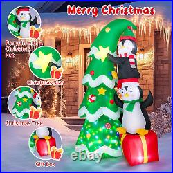 7FT Inflatable Christmas Tree Outdoor Decorations Blow up Penguins & Gift Box