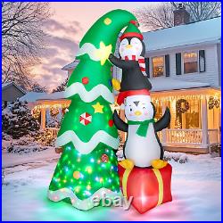 7FT Inflatable Christmas Tree Outdoor Decorations Blow up Penguins & Gift Box