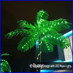7FT Lighted Artificial Palm Tree with Three Trunks and 260 LED Lights Ideal fo
