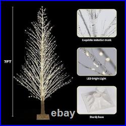 7FT Lighted Birch Tree LED Warm White Lights with Twinkle Lights ...