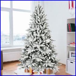 7FT PE & PVC Flocked Artificial Christmas Tree, with1514 branch tips and metal sta