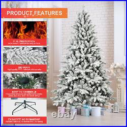 7FT PE & PVC Flocked Artificial Christmas Tree, with1514 branch tips and metal sta