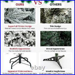 7FT PE & PVC Flocked Artificial Christmas Tree, with1514 branch tips and metal sta