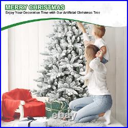 7FT PE & PVC Flocked Artificial Christmas Tree, with1514 branch tips and metal sta