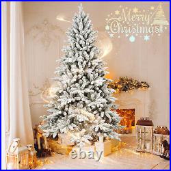 7FT PE & PVC Flocked Artificial Christmas Tree, with1514 branch tips and metal sta