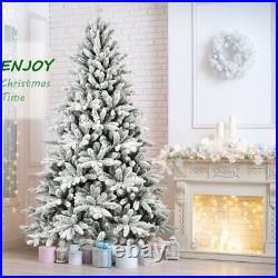 7FT PE & PVC Flocked Artificial Christmas Tree, with1514 branch tips and metal sta