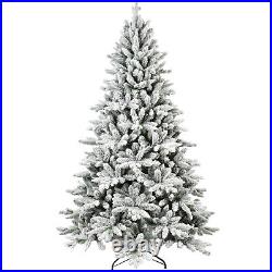 7FT PE & PVC Flocked Artificial Christmas Tree, with1514 branch tips and metal sta