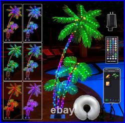 7FT Smart Lighted Palm Tree, Artificial Palm Tree with 242 LED Lights, APP Remote