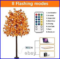7Ft 170 LED Fall Prelit Maple Tree Thanksgiving Decor, Dimmable Timing 8 Flashin
