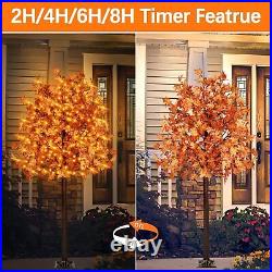 7Ft 170 LED Fall Prelit Maple Tree Thanksgiving Decor, Dimmable Timing 8 Flashin