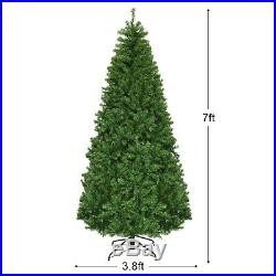 7Ft Artificial Christmas Tree Pre-Lit Hinged with 500 LED Lights & Stand Indoor