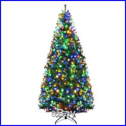 7Ft Artificial Christmas Tree Pre-Lit Hinged with 500 LED Lights & Stand Indoor
