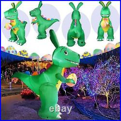 7Ft Easter Inflatables Dinosaur Easter Eggs Outdoor Decorations with LED Lights