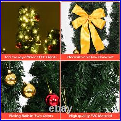 7Ft Pre-Lit Artificial Cactus Christmas Tree withLED Lights and Ball Ornaments