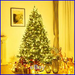 7Ft Pre-Lit Artificial Christmas Tree Hinged with 460 LED Lights Home Decoration