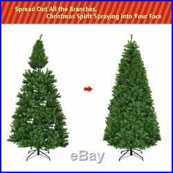 7Ft Pre-Lit Artificial Christmas Tree Hinged with 500 LED Lights & Stand Holiday
