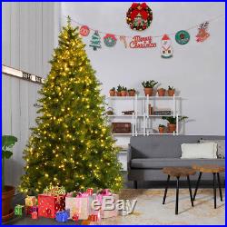 7Ft Pre-Lit Artificial PVC Christmas Tree Spruce Hinged with700 LED Lights & Stand