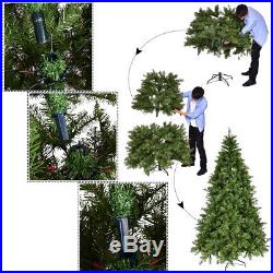 7Ft Pre-Lit Artificial PVC Christmas Tree Spruce Hinged with700 LED Lights & Stand