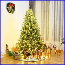 7Ft Pre-Lit Dense PVC Christmas Tree Spruce Hinged with700 LED Lights & Stand