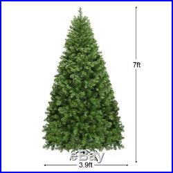 7Ft Pre-Lit Dense PVC Christmas Tree Spruce Hinged with 700 LED Lights & Stand